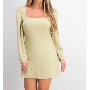 Danielle Bernstein | Bar Back Puff Sleeve Square Neck Mini Shift Dress
